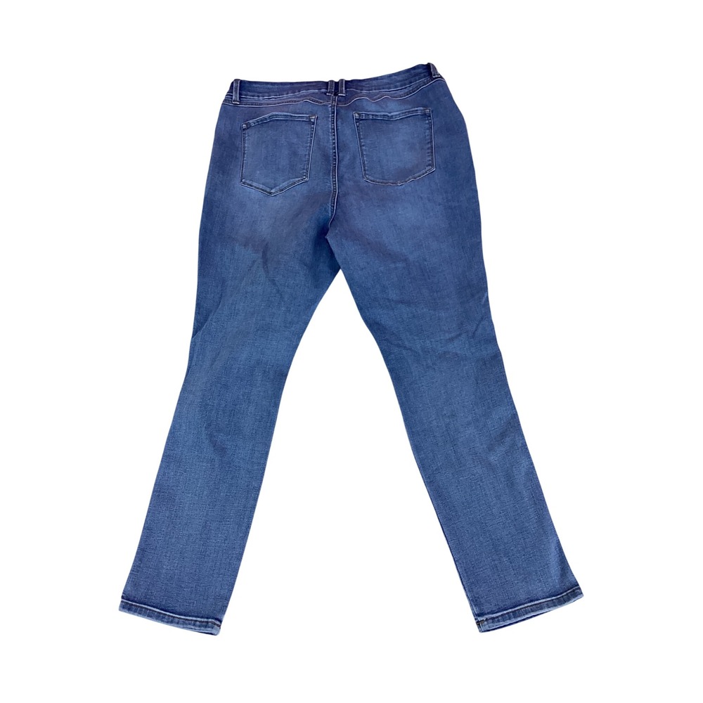 Arizona Jean Co Mid Rise Straight Leg Distressed Ripped Jeans Blue - Picture 3 of 8